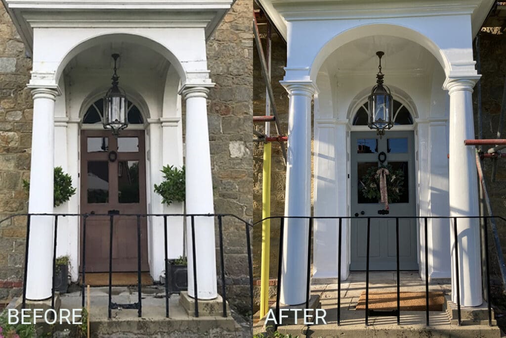 before and after of how to paint a front door