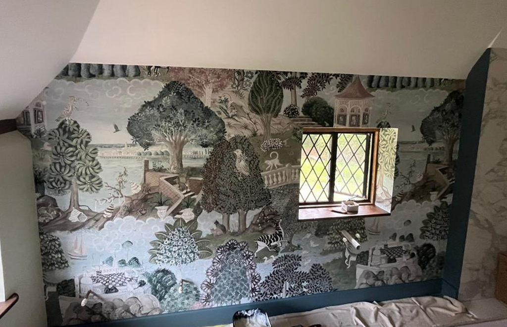 Landscape and botanical mural wallpapers examples