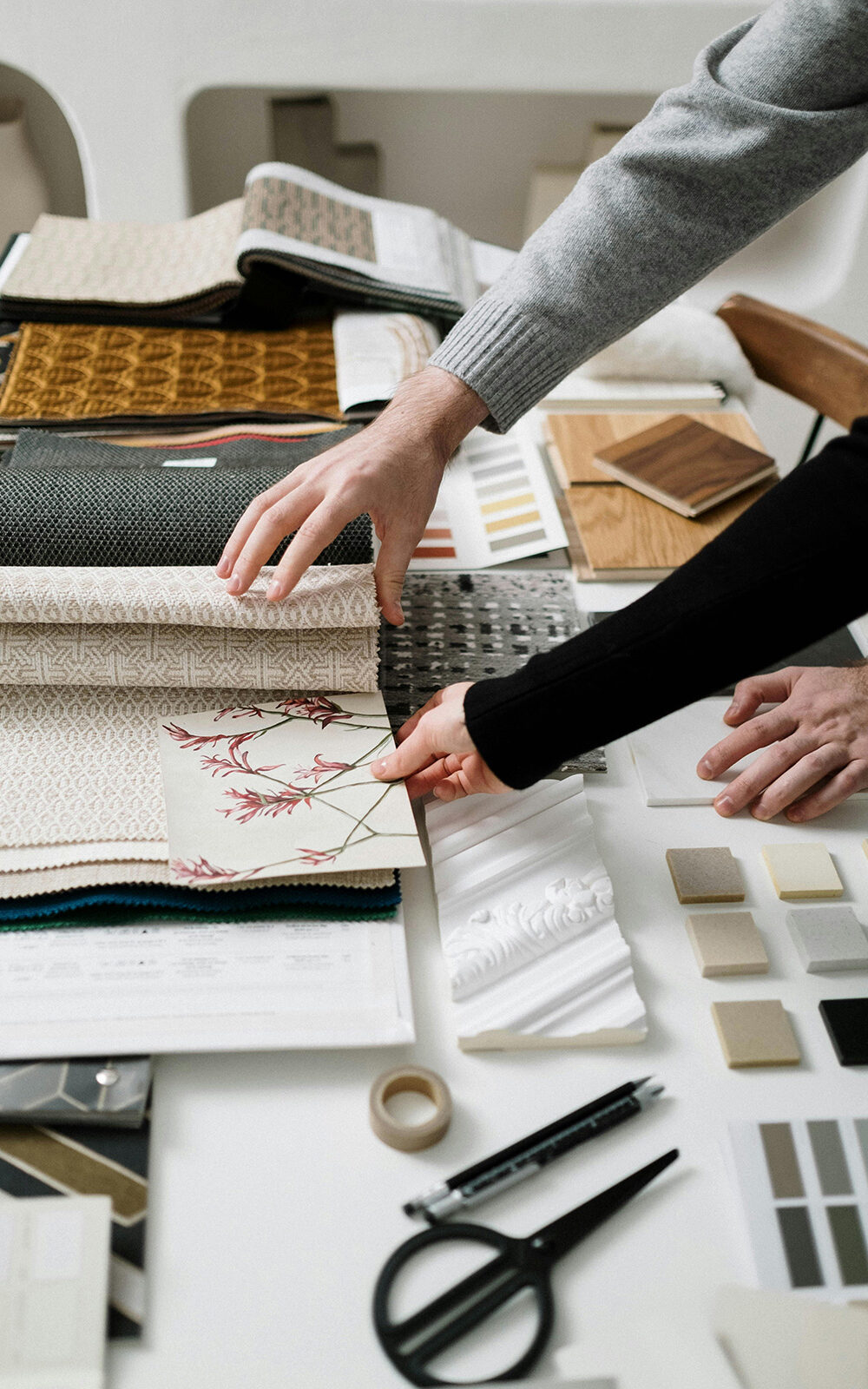 decorators swatches with accent wall fabrics and material