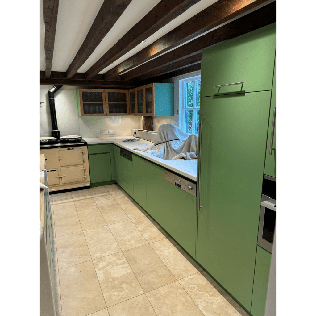 painted kitchen cabinets in earthly greens shade